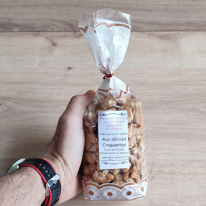pralines Noix de cajou à la fleur de sel de Guérande, 250 g à déguster