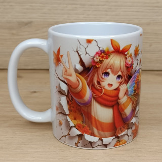 Mug à personnaliser d'une jolie fée de l'automne par la sublimation