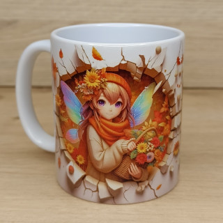 Mug à personnaliser de la fée de l'automne avec un panier de fleurs