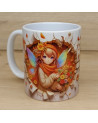 Mug fée de l'automne avec panier de fleurs