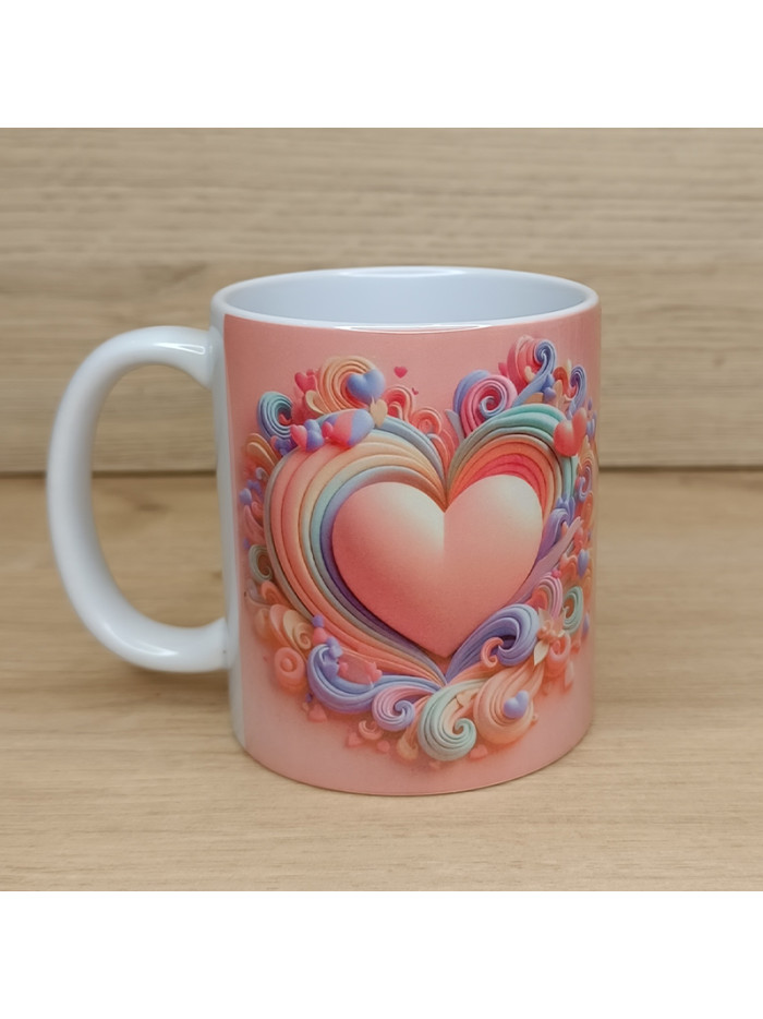 Mug avec une multitude de coeur de couleur pastel