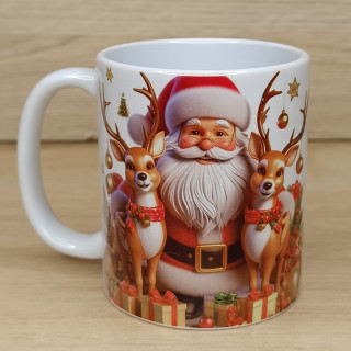 Mug avec le père noël avec deux rennes