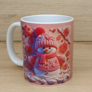 Mug à personnaliser d'un bonhomme de neige avec des couleurs chaudes