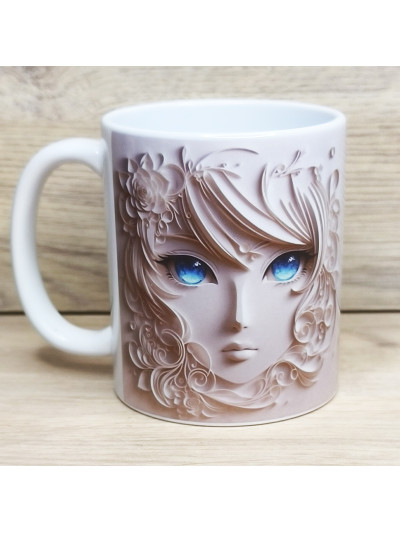 Mug d'un visage aux yeux bleus