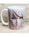 Mug d'un visage aux yeux bleus