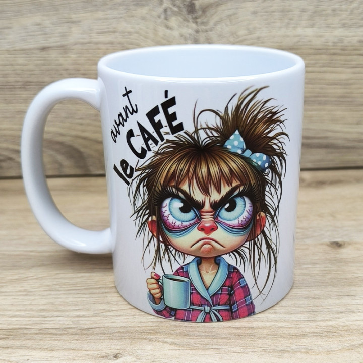 Mug personnaliser,vous trouverez une jeune fille qui a besoin de café