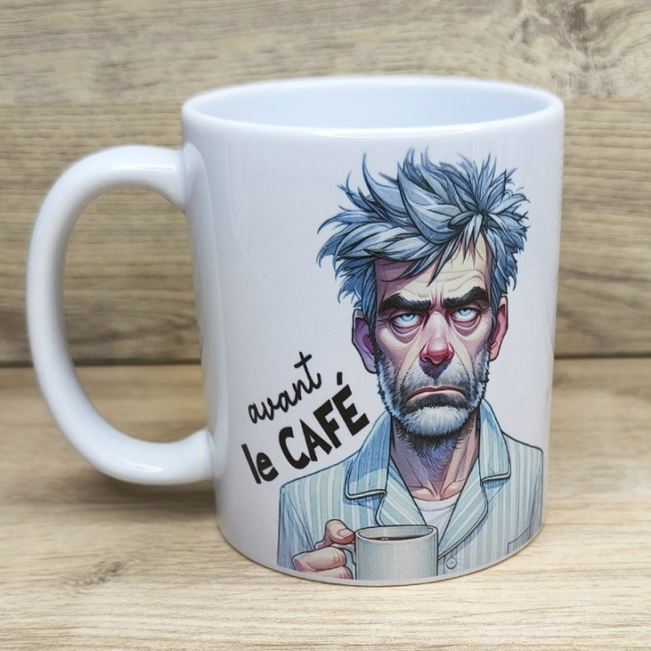 Mug à personnaliser, vous trouverez un homme qui a besoin de café