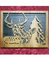 Tableau en bois noble d'une plaque de deux cerfs majestueux