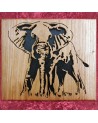 Tableau bois d'un éléphant majestueux