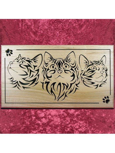 Tableau bois de trois tête...