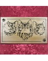Tableau bois de trois tête de chat