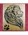 Tableau bois d'une Tête de lion de profil