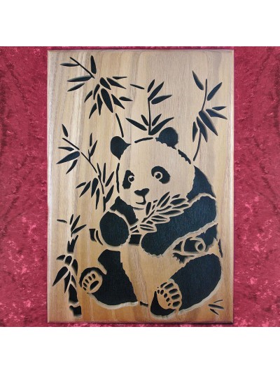 Tableau bois d'un Panda qui...