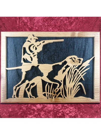 tableau bois d'un chasseur...