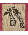 Tableau bois d'une girafe humoristique
