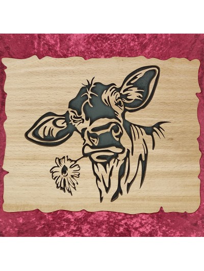 Tableau bois d'une vache...