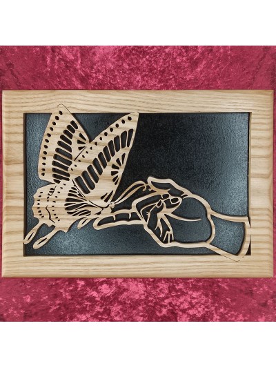 Tableau bois d'un papillon...
