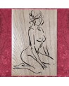 Tableau bois D'une Femme Sexy à genoux