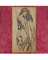 Tableau bois D'une Femme Sexy, debout cheveux au vent