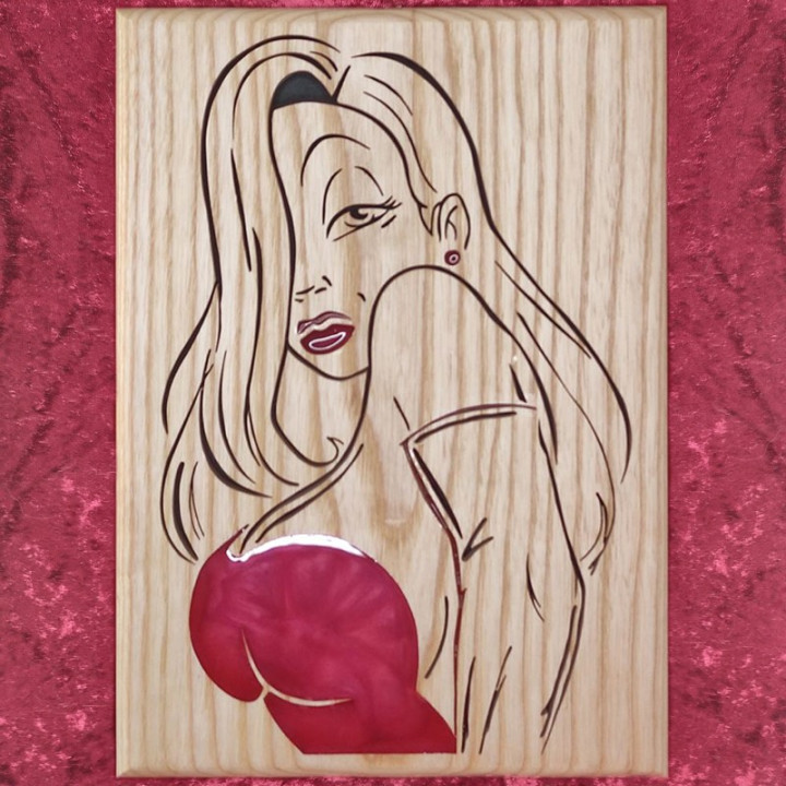 Tableau en bois noble de Jessica Rabitt dans une tenue très sexy
