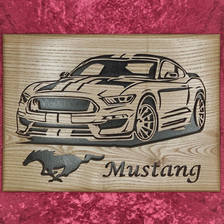 Tableau bois d'une Ford Mustang