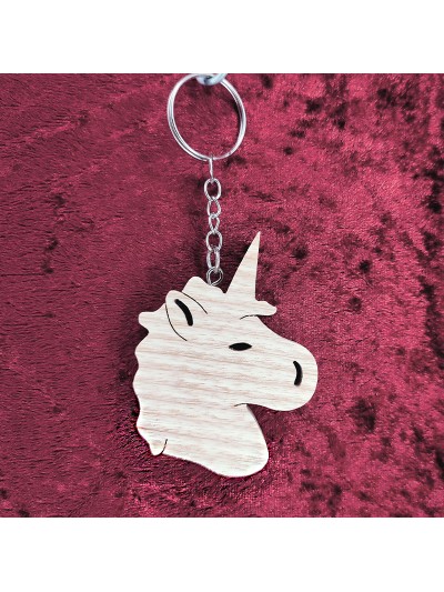 Porte clés bois d'une licorne