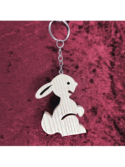 Porte clés bois d'un lapin