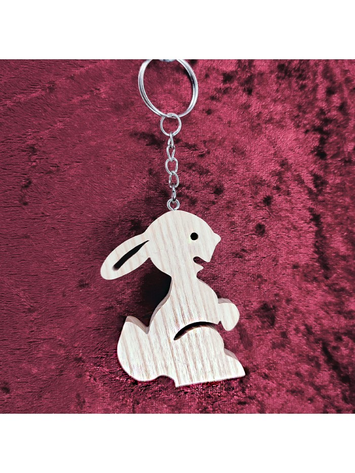 Porte clés bois d'un lapin