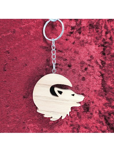 porte clés bois d'un loup