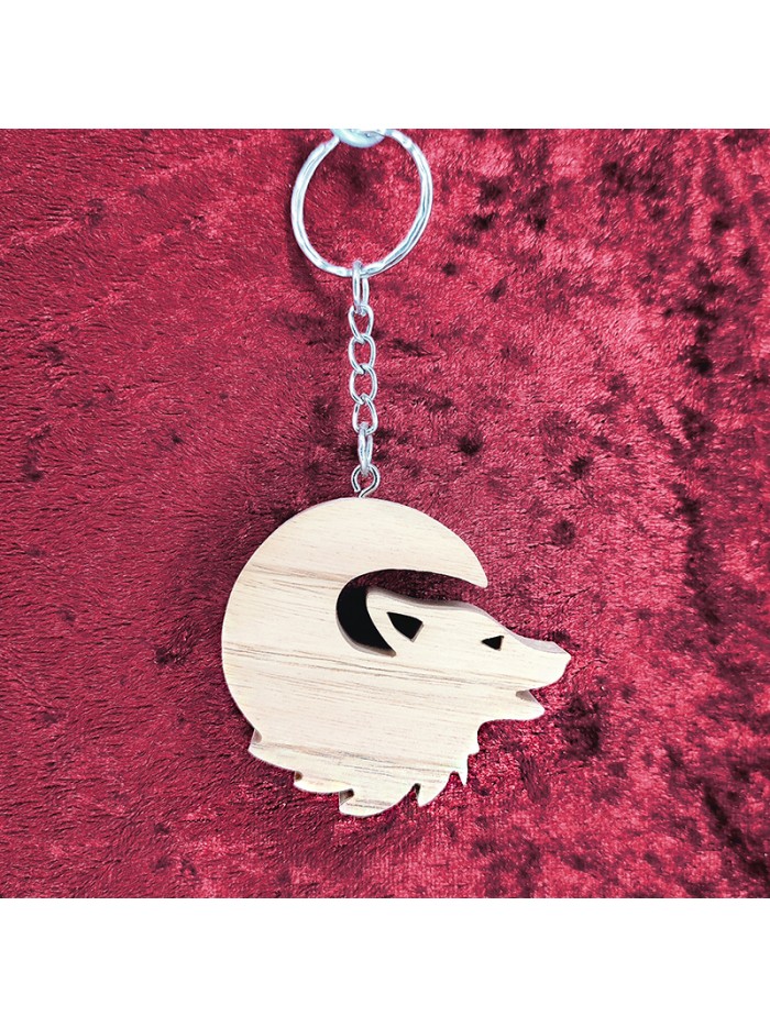 porte clés bois d'un loup