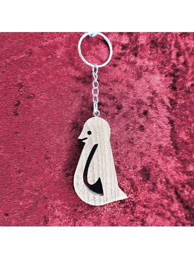 Porte clés bois d'un pingouin