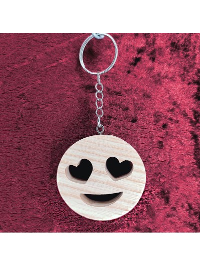 Porte clés bois d'un smiley