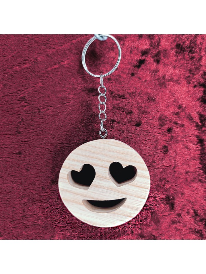 Porte clés bois d'un smiley